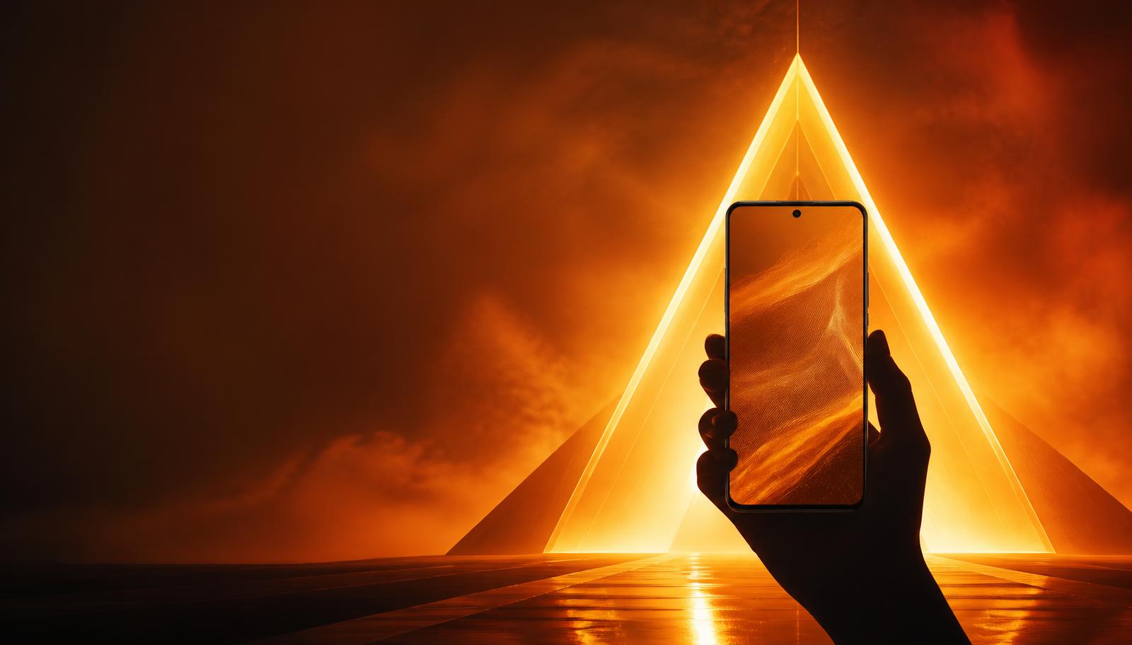 Téléphone devant un portail lumineux ALTOMOTION